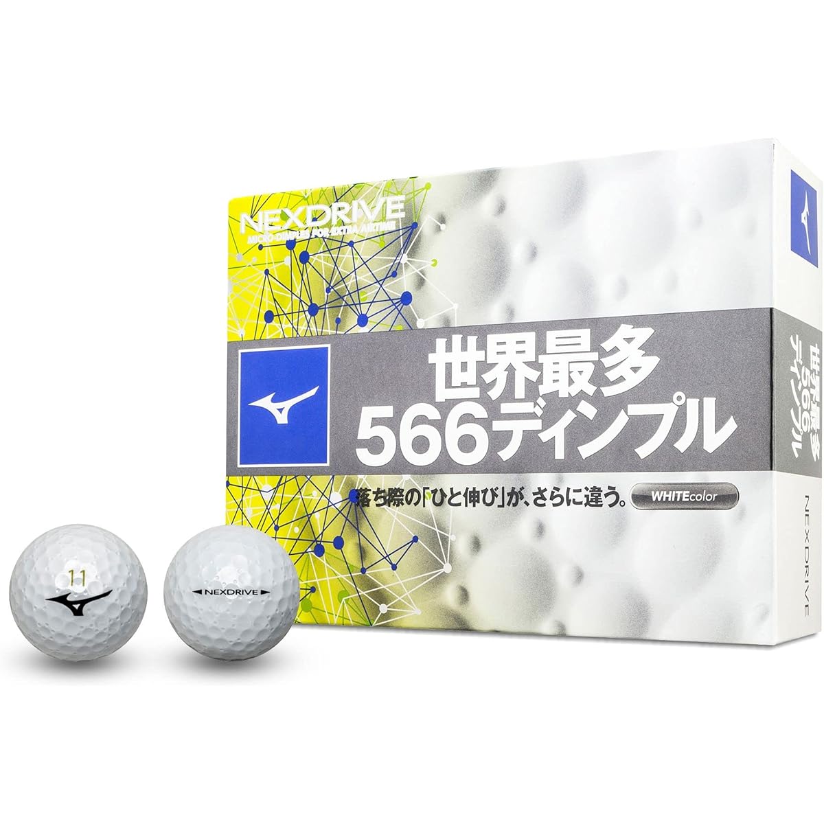MIZUNO Golf Ball Nex Drive 1 dozen (12 pieces) 2 pieces Target head speed: All ranges Ball type: Distance