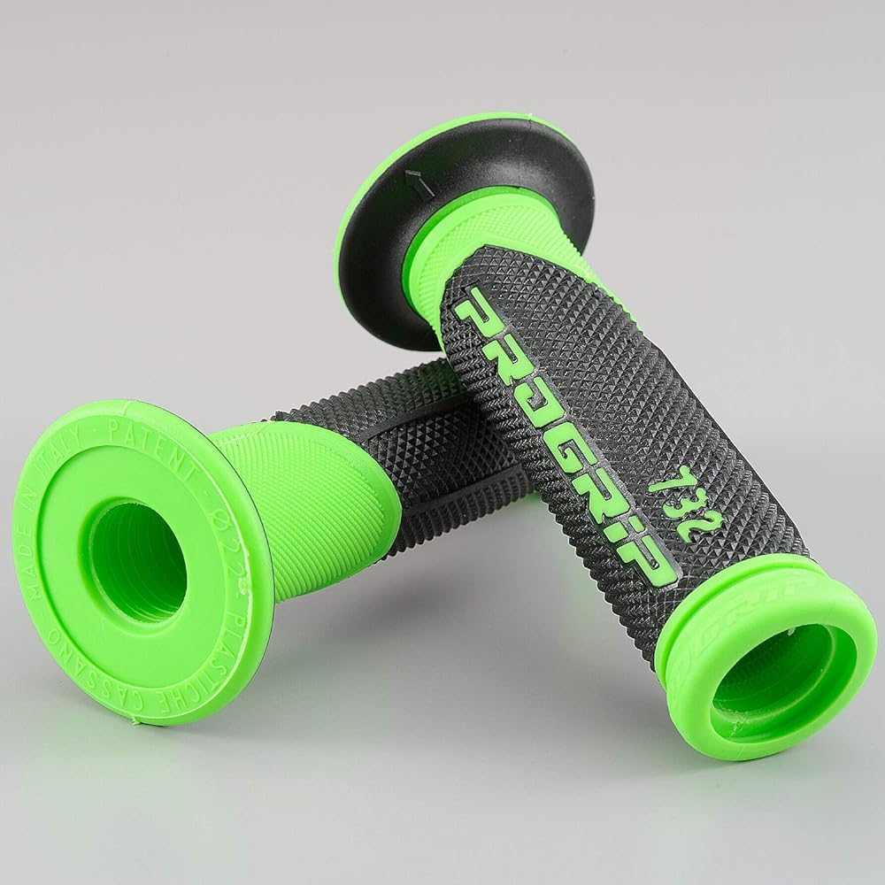 Daytona PROGRIP Motorcycle Handle Grip #732 Earthquake Resistant GEL 125mm End Penetration Black/Green 98097