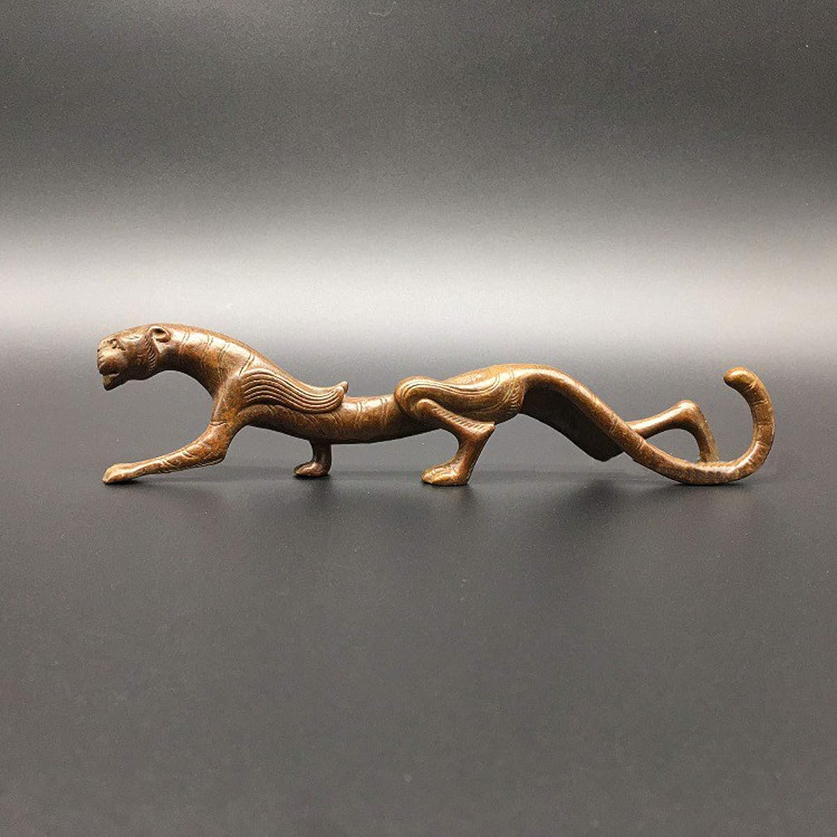 Mini Retro Tiger Figurine Brass 19cm White Tiger Figurine Object Mini Amulet Lucky Charm Good Luck Improve Luck Amulet