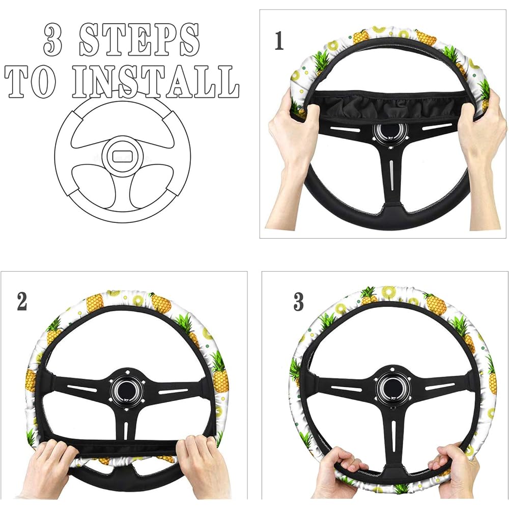 chaqlin Cute Car Steering Wheel Cover for SUV Van Sedan Truck Car Supplies Soft Women Men