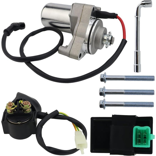 STABSOLI 3 Volt Starter Motor & Solenoid Relay & CDI 50cc 70cc 90cc 100cc 110cc 125cc ATV Dirt Bike Go Kart Chinese Pit Bike Quad 4 Wheel Dune Buggy Sand Rail SSR Roketa Taotao Jonway SunL