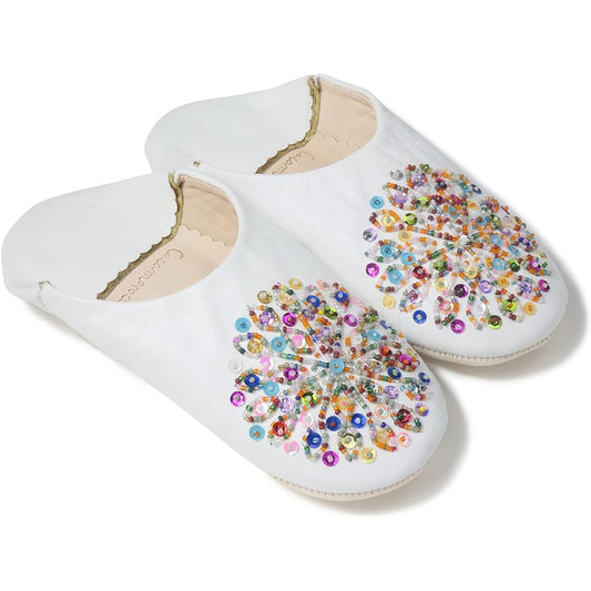 [cocomorocco] Odorless Leather Babouche (Mixed Color Sequins) Moroccan/Indoor Slippers Room Shoes