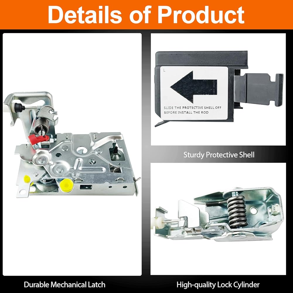 VEELECP Door lock actuator Front left driver seat side 1992-1997 Ford F150 F250 F350 BRONCO Door Latch motor Cable with rod kit F4TZ-15219A65-A