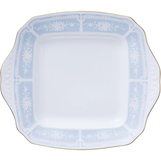 Noritake Square Plate 28.5cm Lacewood Gold Blue Fine Porcelain T9547A/1507