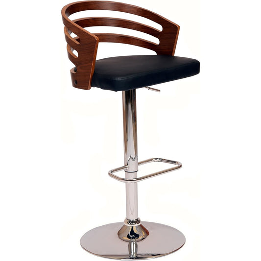 Armen Living Bar Chair Bar Stool Black/Walnut Faux Leather Chrome Finish Rotating Height Adjustable Seat Height 72.4cm (63.5~81.3cm) Adele [Regular Japanese Import Product]