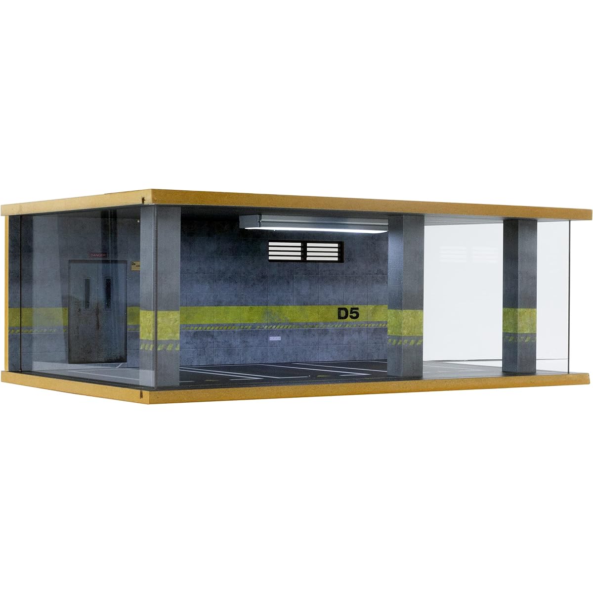 1/24 Scale Die Cast Car Garage Display Case Transparent acrylic cover and LED lighting D5 style for 3 parking spaces (1/24-3pd5)