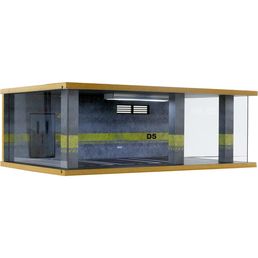 1/24 Scale Die Cast Car Garage Display Case Transparent acrylic cover and LED lighting D5 style for 3 parking spaces (1/24-3pd5)