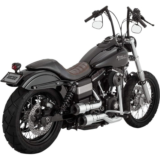 Vance&Hines Full Exhaust Muffler HI-OUTPUT GRENADES Steel Chrome (Black End) Dyna Family (06-16) FLD (Switchback) cannot be installed 1800-1771 16896