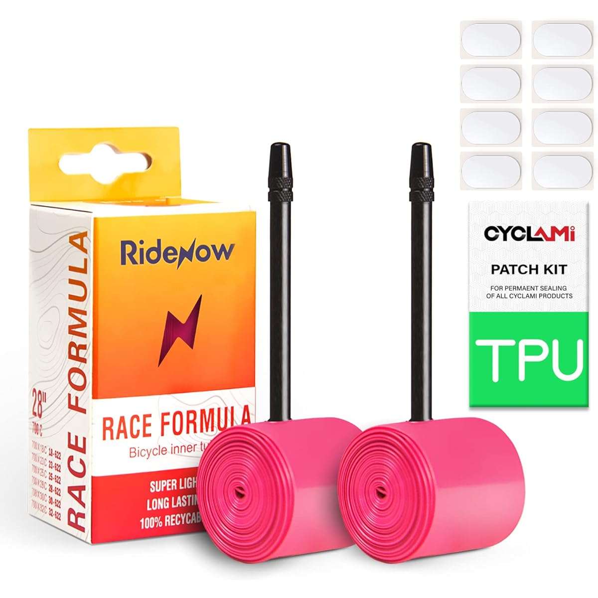 2pcs RideNow 700C x 18-32C / 32-47C (All Road & Gravel) / MTB29 inch x 1.9-2.5 TPU Inner Tube 700C Bicycle Inner Tube Valve Length France 45/65/85mm (Bike Inner Tire Patch Repair Kit Included It contains)