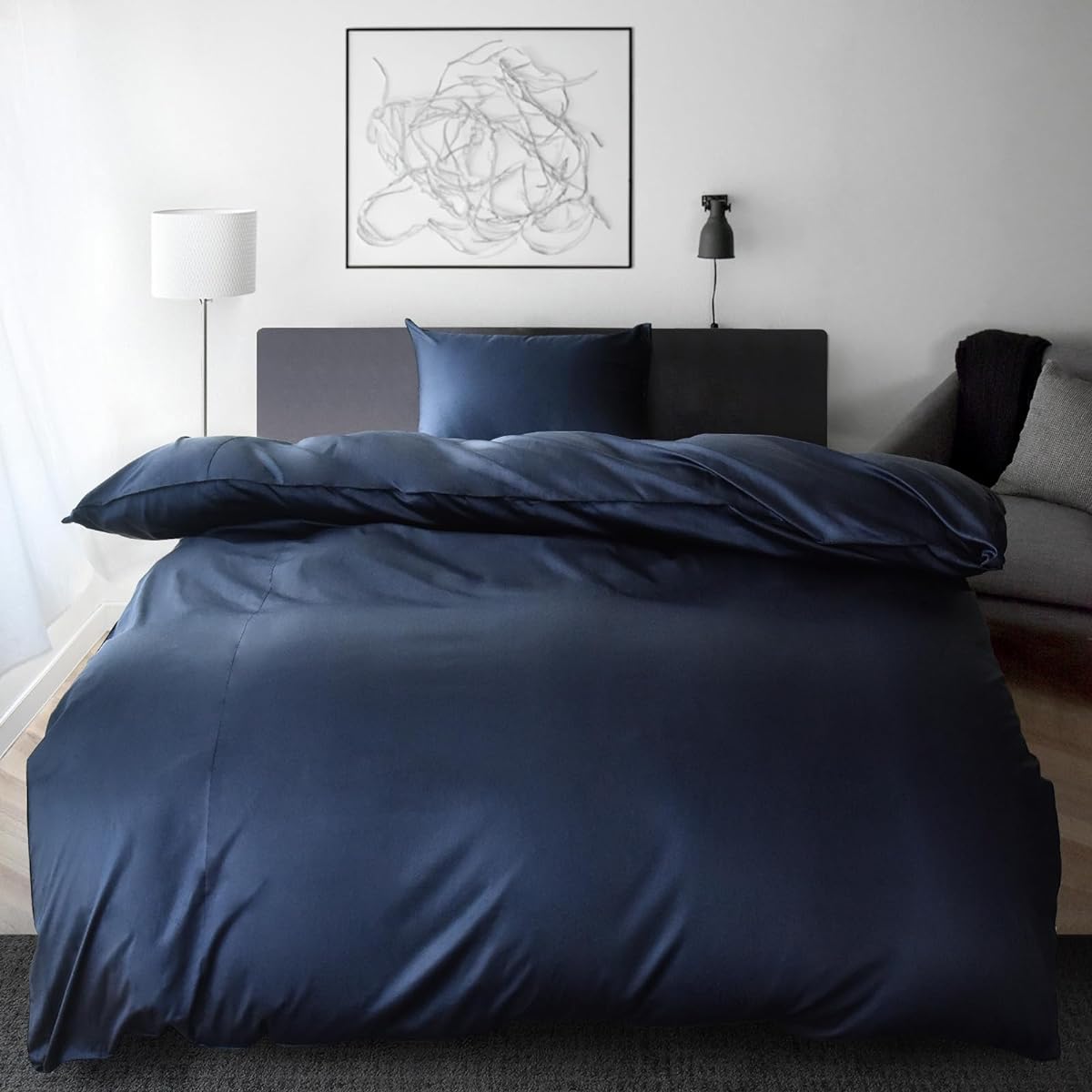 Sleep Tailor Duvet Cover Set, 3 Piece Set, Single, Made in Japan, 350 High Density Fabric, 100% Cotton, Satin, Dust Mite Resistant, Silk-like Texture, Duvet Cover, Duvet Cover, Pillowcase, Extra Long Cotton, Stylish, Scandinavian Hotel Specifications, No