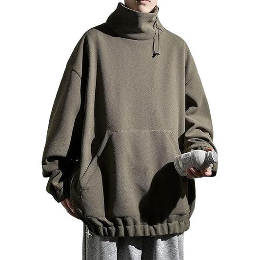 [JHIJSC] Men's Parka, Autumn/Winter, Long Sleeve, Loose, Pullover, Plain, High Neck, Casual, Stylish, Large Size