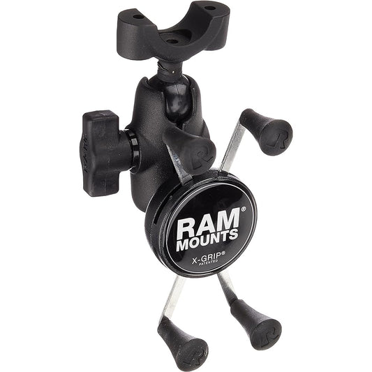RAM MOUNTS Mount Set X Grip & Bar Mount Base (Short Arm) Bar Diameter 19mm-25.4mm for Smartphones Black RAM-B-408-75-1-A-UN7U