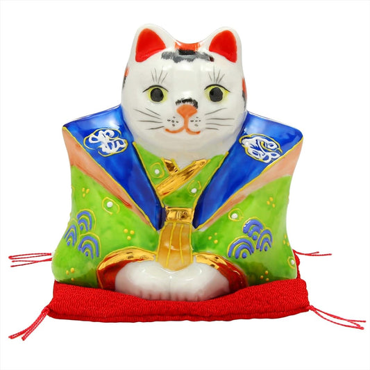 Kutani ware Fukusuke cat size 3 (with cushion)