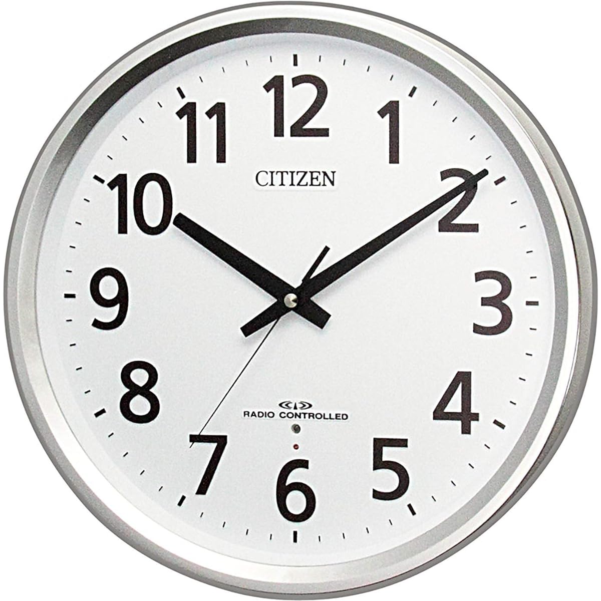 RHYTHM Wall Clock Radio Controlled Clock Office Large Indoor Quiet Continuous Second Hand Silver Φ50x5.3cm Office Supplies Citizen CITIZEN 8MY475-019