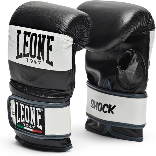 LEONE 1947 Martial Arts Boxing Genuine Leather Gloves Unisex [SHOCK] Bag Gloves Mitt Hitting Sandbag Practice Velcro Closure Black GS091 [Genuine Product]