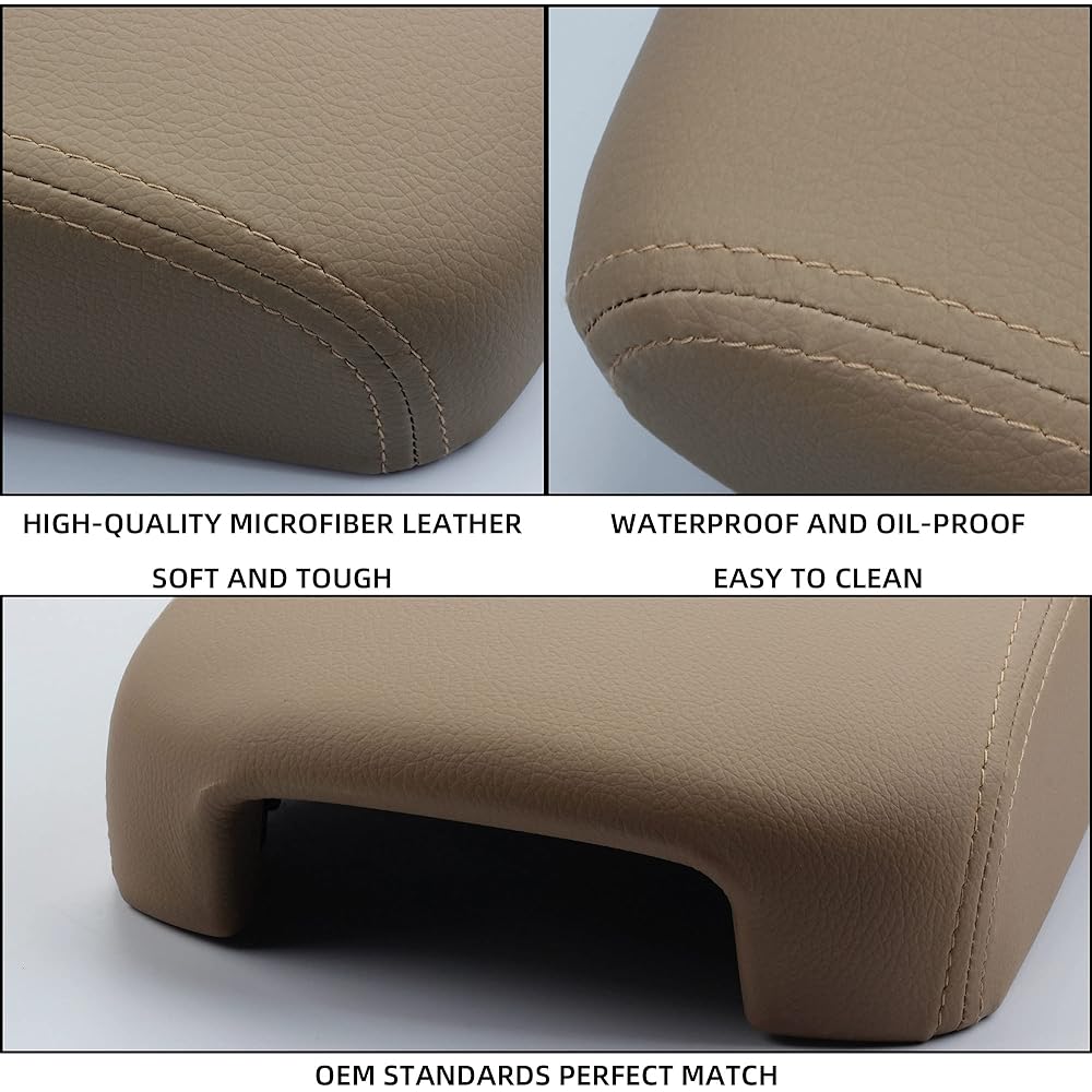 DASBECAN Arm Rest Center Console Cover Lid Kit Beige