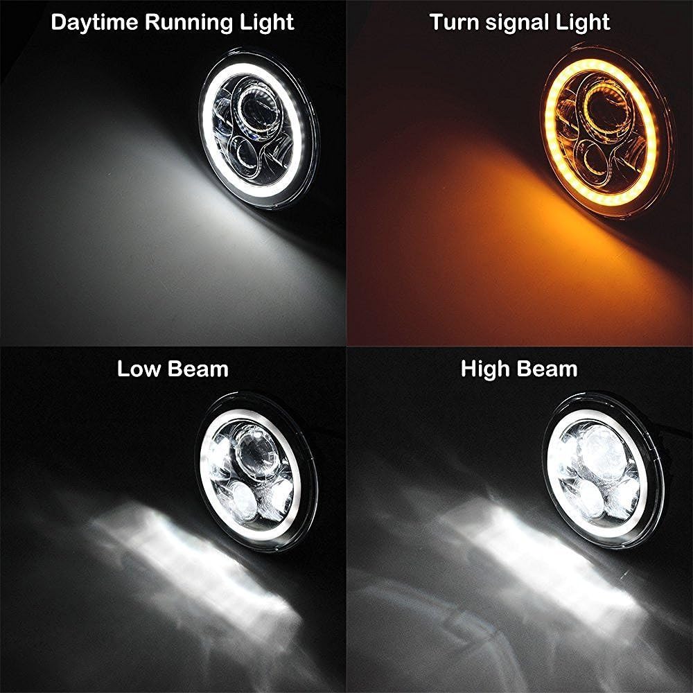 90-97 Mazda Miata MX5 MX-5 H6024 Pair Full LED Headlight Headlight Halo Angel Eye White DRL DRL Turn Light High Light Beam