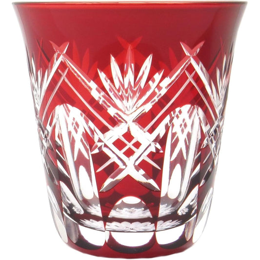 Sumida Edo Kiriko Museum Edo Kiriko Glass Shochu Glass Tumbler (in presentation box) Stacked Sword Yarai (red) Capacity approx. 290ml Made in Japan KY-33