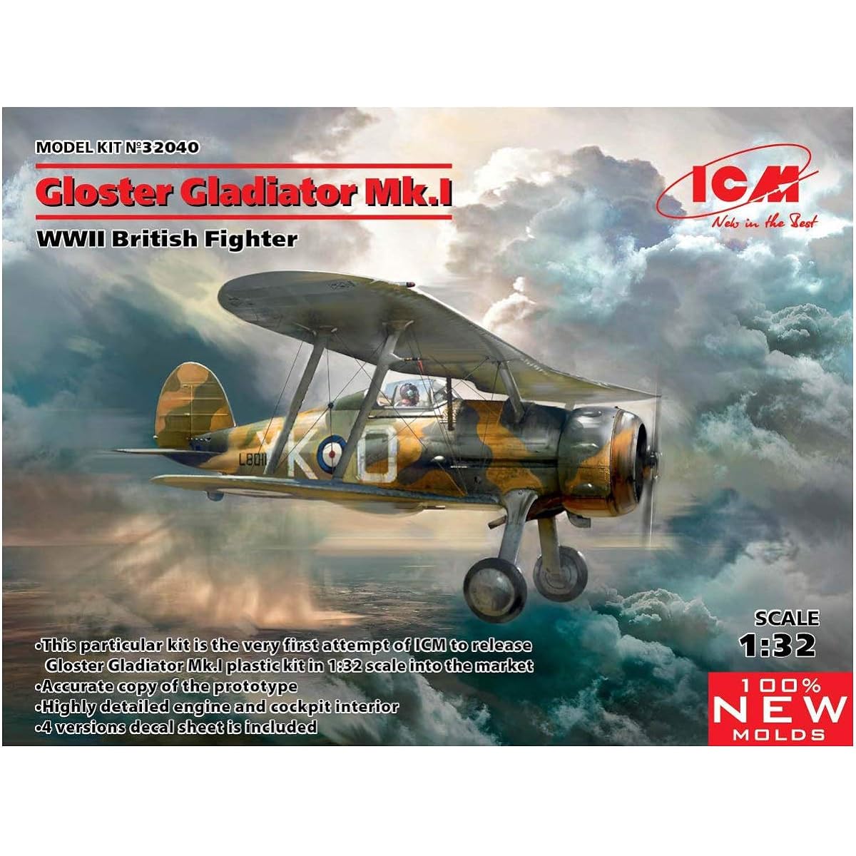ICM 1/32 Royal Air Force Gloucester Gladiator Mk.I Plastic Model 32040