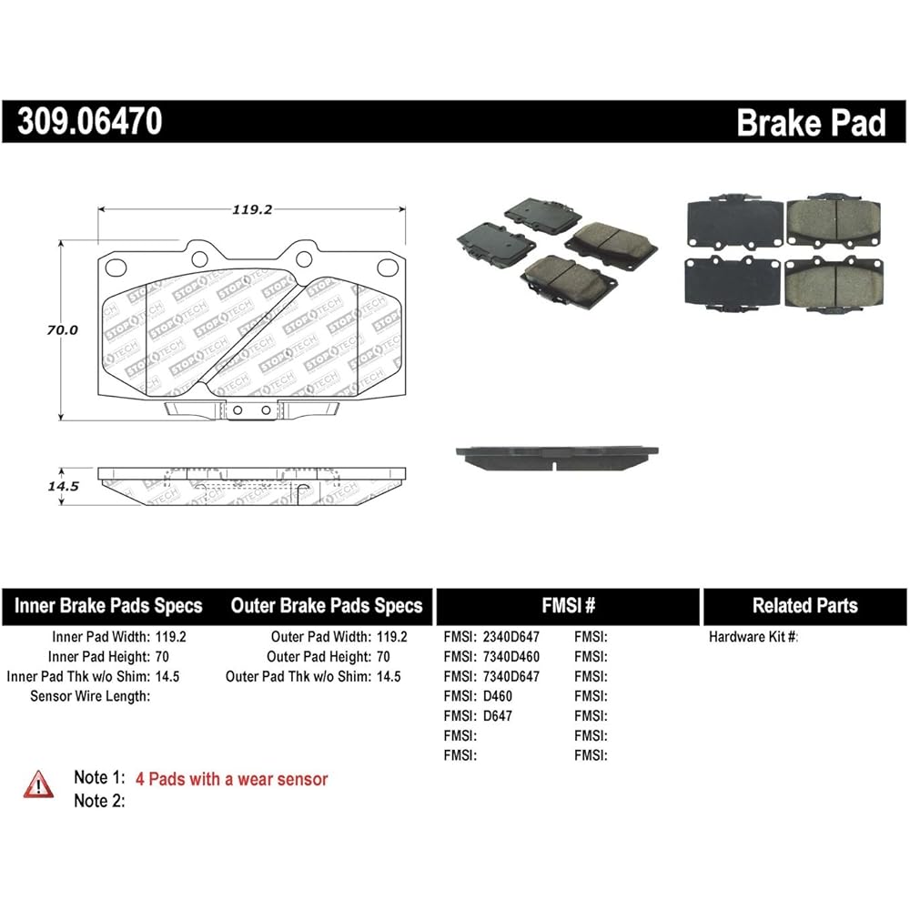 Stoptech 309.06470 Street Performance Front Brake Pad