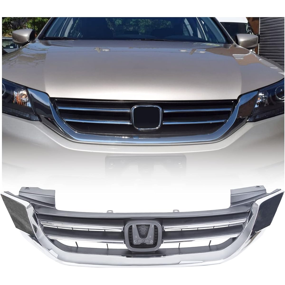 ECOTRIC Front Bumper Food Grill replacement 2013-2015 Honda Code 4D 71121T2FA01 HO1200214 4 Door Sedan only