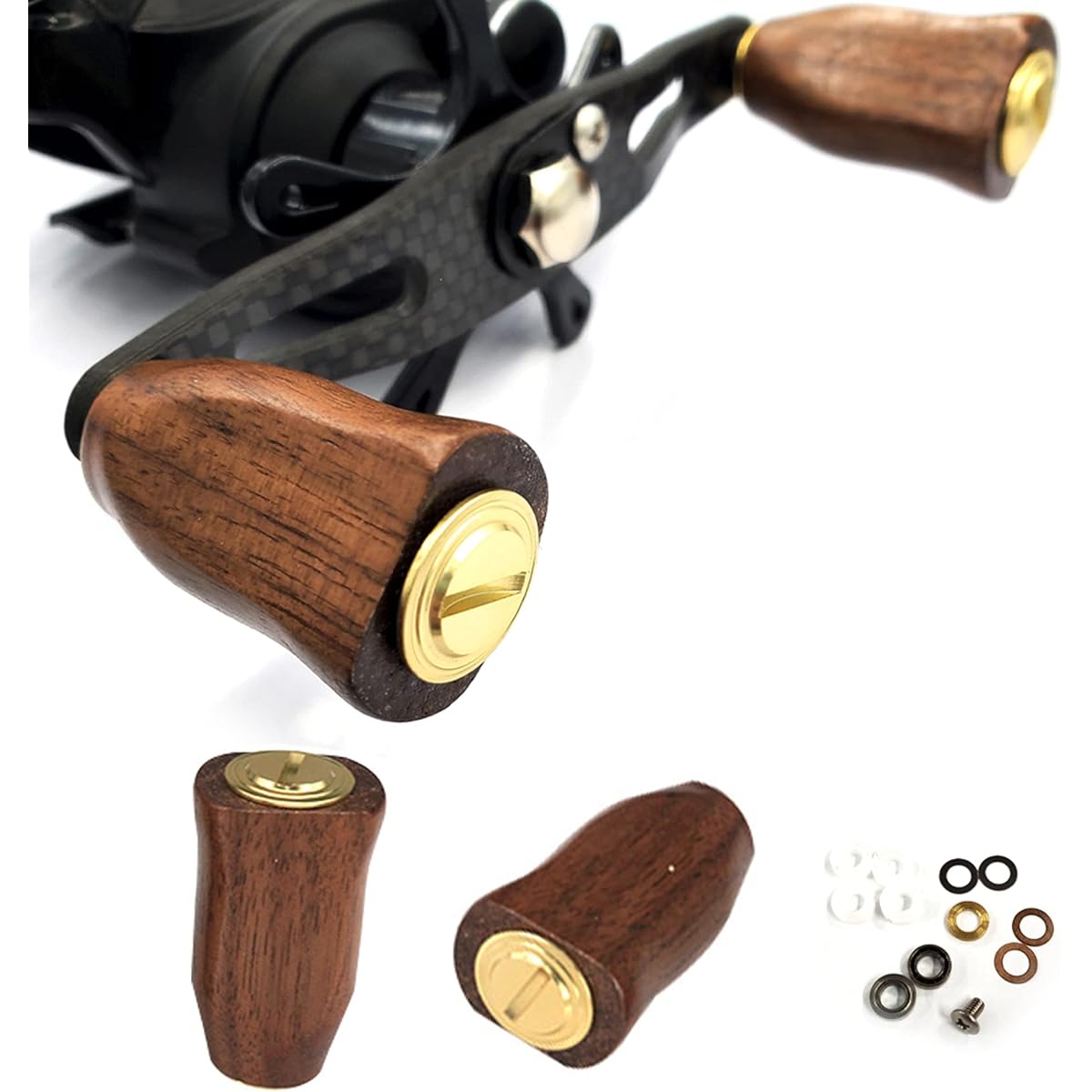 VISPREA Wooden Knob Power Reel Handle Knob for Shimano Daiwa Compatible with Bait Reel Fishing Reel Handle Ball Replacement with Screw YU137