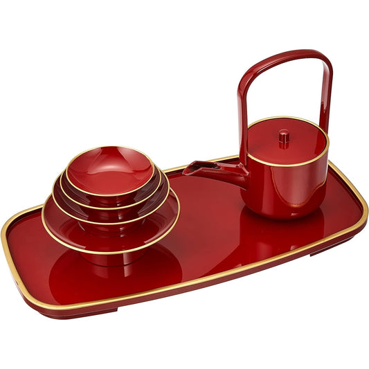 Mitani Yamanaka Lacquerware Yamanaka-nuri Vermillion Paint Oval Tosoki Shubuchi Kin-nuri 3867