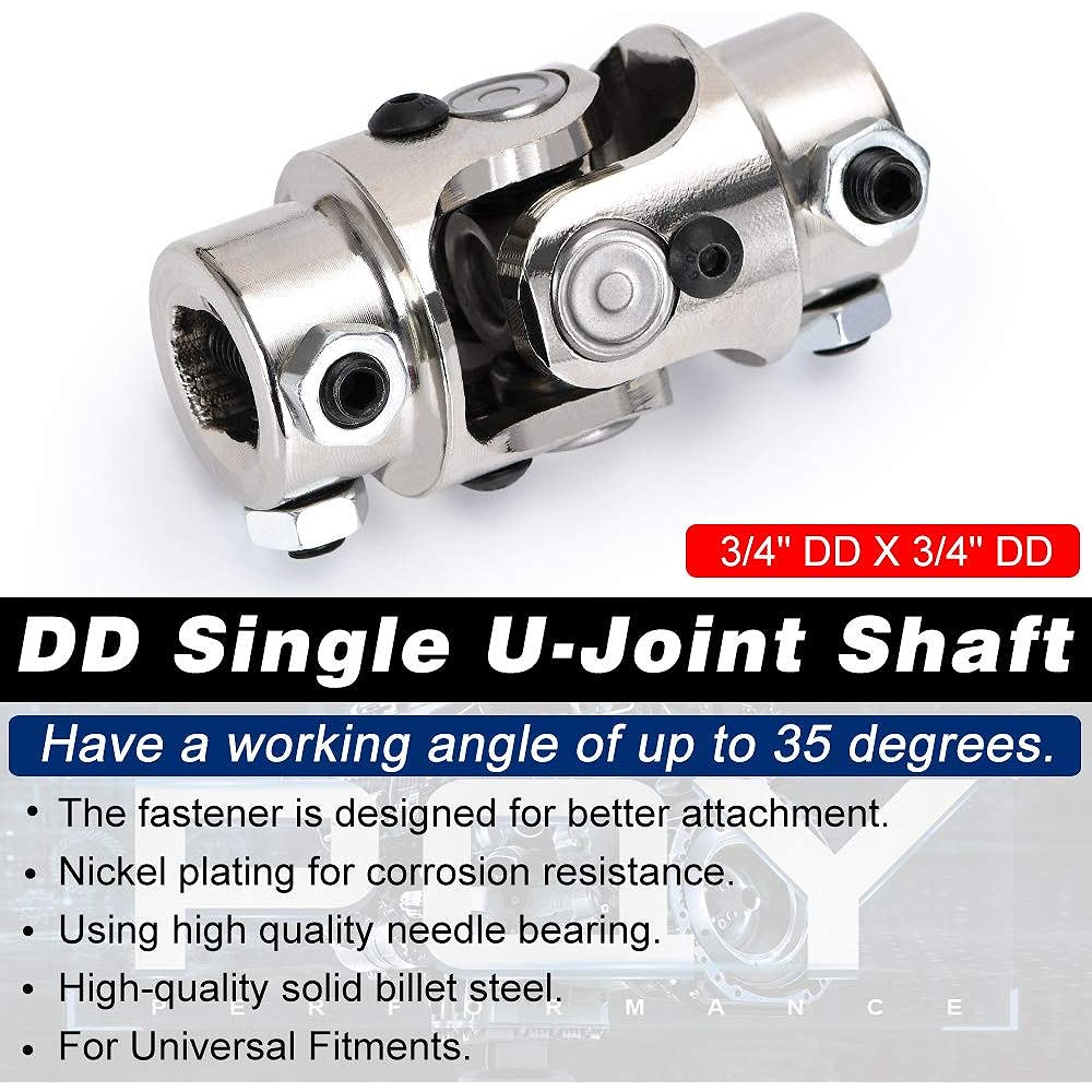 PQY 3/4-30 Sprine X 3/4 DD Nickel Plated Single Steering Shaft Universal U Joint 35 ° Maximum Work angle
