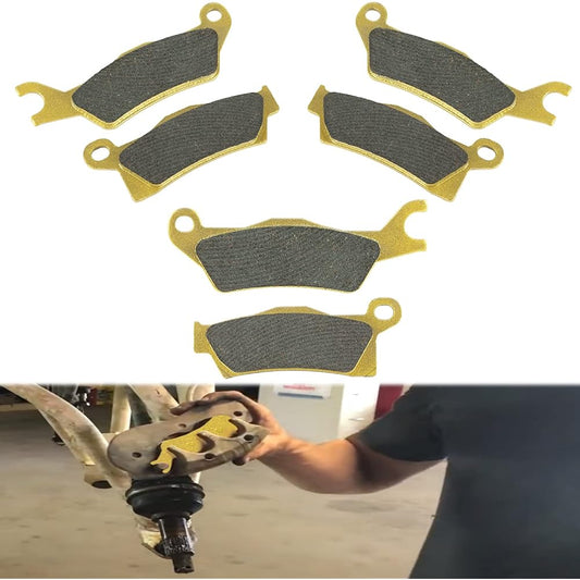 Front and Rear Brake Pads for Can-Am Outlander EFI XT XT-P XMR DPS Max XT/XT-P/XMR/DPS 450/570/650/800R/850/1000 Heavy Duty Replacement Ceramic Disc Brake Pads (3 Sets)