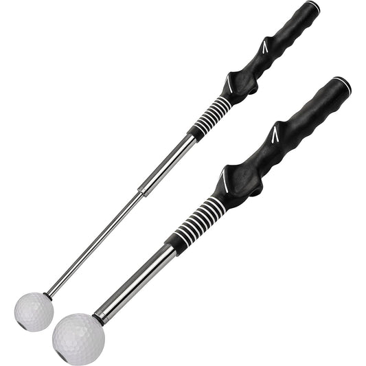 Golf practice swing equipment with corrective grip, telescopic swing trainer, golf practice swing, practice anytime and anywhere, increase distance