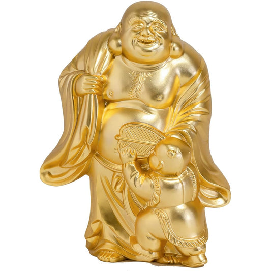 Seven Lucky Gods of Good Luck Clothes (Gold Plated/24K Gold) Buddhist Artist: Hideun Makita Original Sculptor_Buddha Statue Ornament Takaoka Copperware (Hotei 7fg)