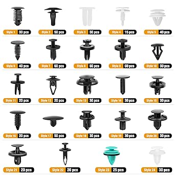 GOOACC 845Pcs Car Push Retainer Clips Auto Fasteners Assortment 24 Most Popular Sizes Nylon Bumper Fender Rivets with 10 Cable Ties and Fasteners Remover for GM Ford Lexus Honda Chrysler Mazda