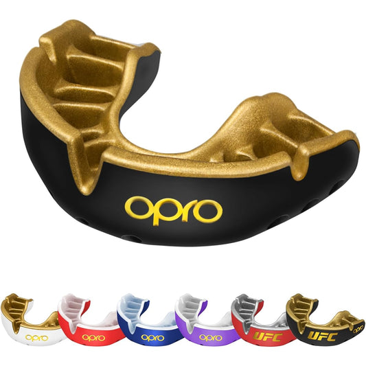 OPRO Mouthguard [Self-Fit/Gold Level] Sports Mouthpiece Made in England [Official Store] (For Children/Black & Gold)