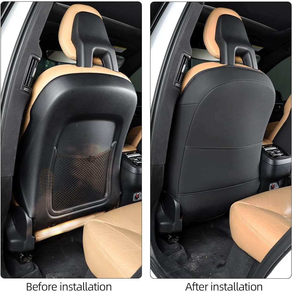 TAIKOO Seat Back Kick Protector Volvo XC90 XC60 S90 S60 S60 V90 V60 Kick Mat Accessory Black 2-piece set (Black-2 pieces)