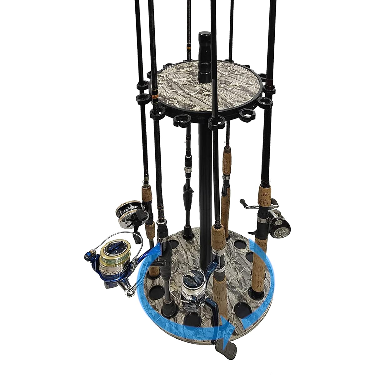 timiland Rod Holder, Round Design, 360 Degree Rotation Fishing Rod Stand, Can Hold 15 Fishing Rods, Rod Storage Rack, Advanced Fishing Rod Display Stand, Japanese Instruction Manual Included, Easy to Assemble
