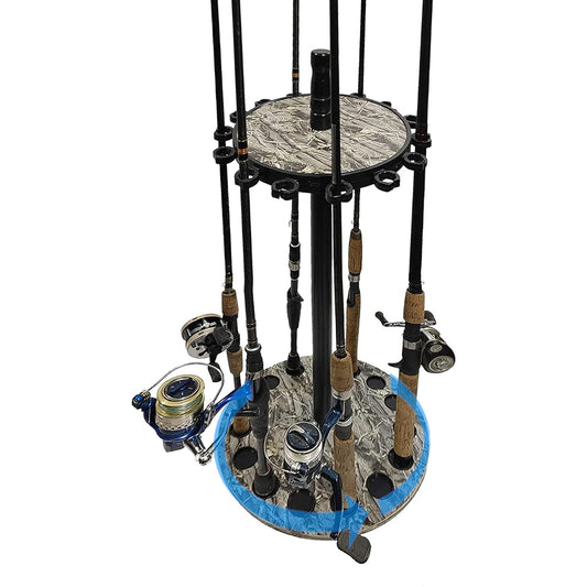 timiland Rod Holder, Round Design, 360 Degree Rotation Fishing Rod Stand, Can Hold 15 Fishing Rods, Rod Storage Rack, Advanced Fishing Rod Display Stand, Japanese Instruction Manual Included, Easy to Assemble
