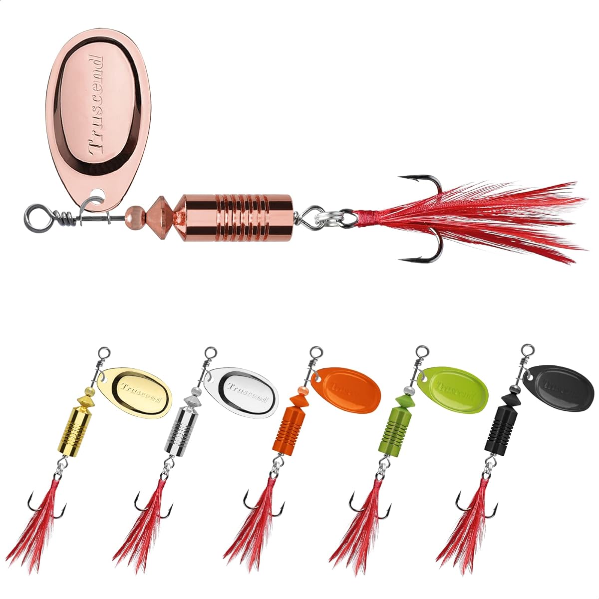 TRUSCEND Fishing Lure Spinnerbait Rooster Tail Inline Brass Body Spinnerbait Kit Bass Trout Salmon Walleye Hard Metal Swimbait Freshwater & Saltwater Fishing Gear Gift for Men