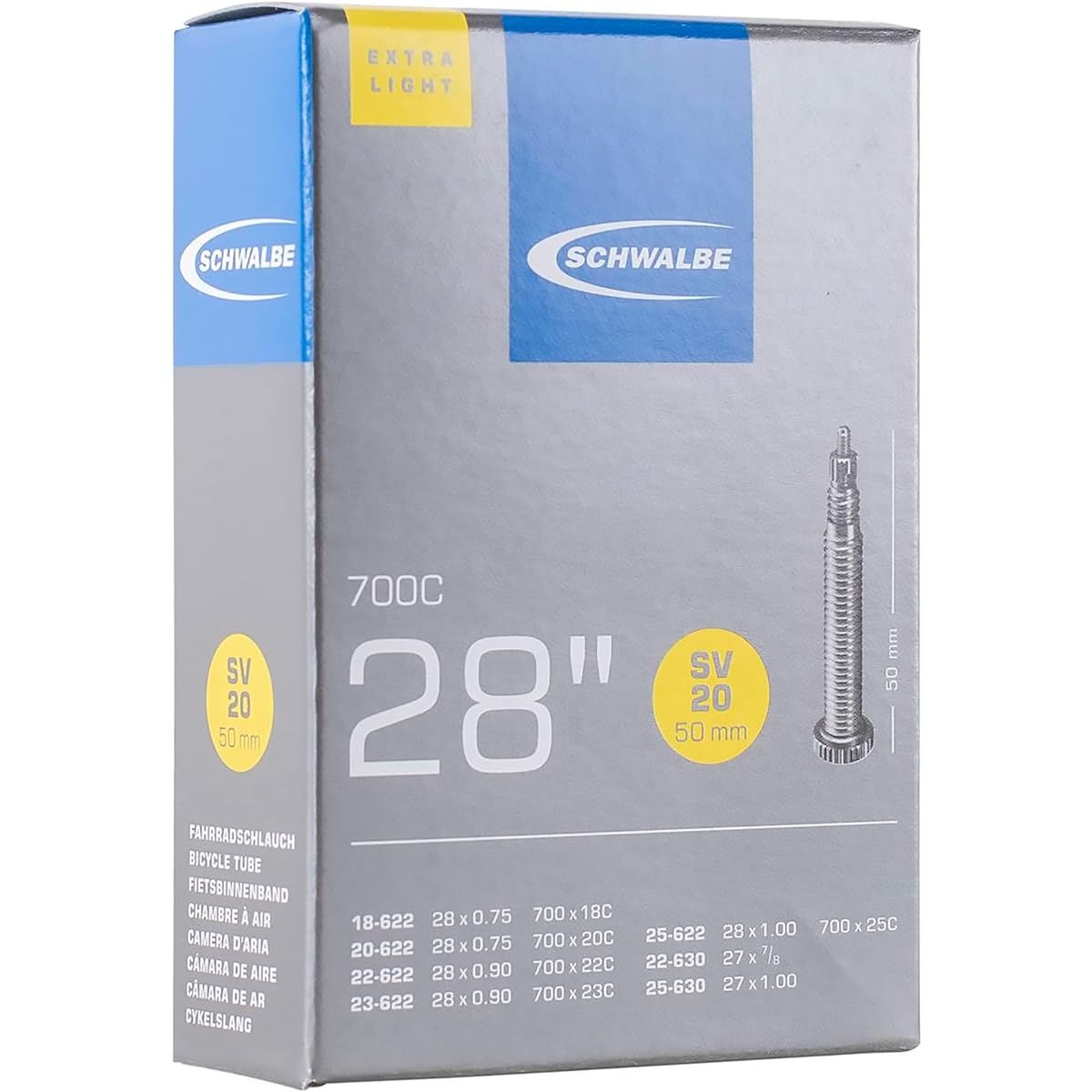 SCHWALBE [Genuine Product] 700 x 18/25C Tube Presta Style 50mm Medium Long Valve 20SV-ML