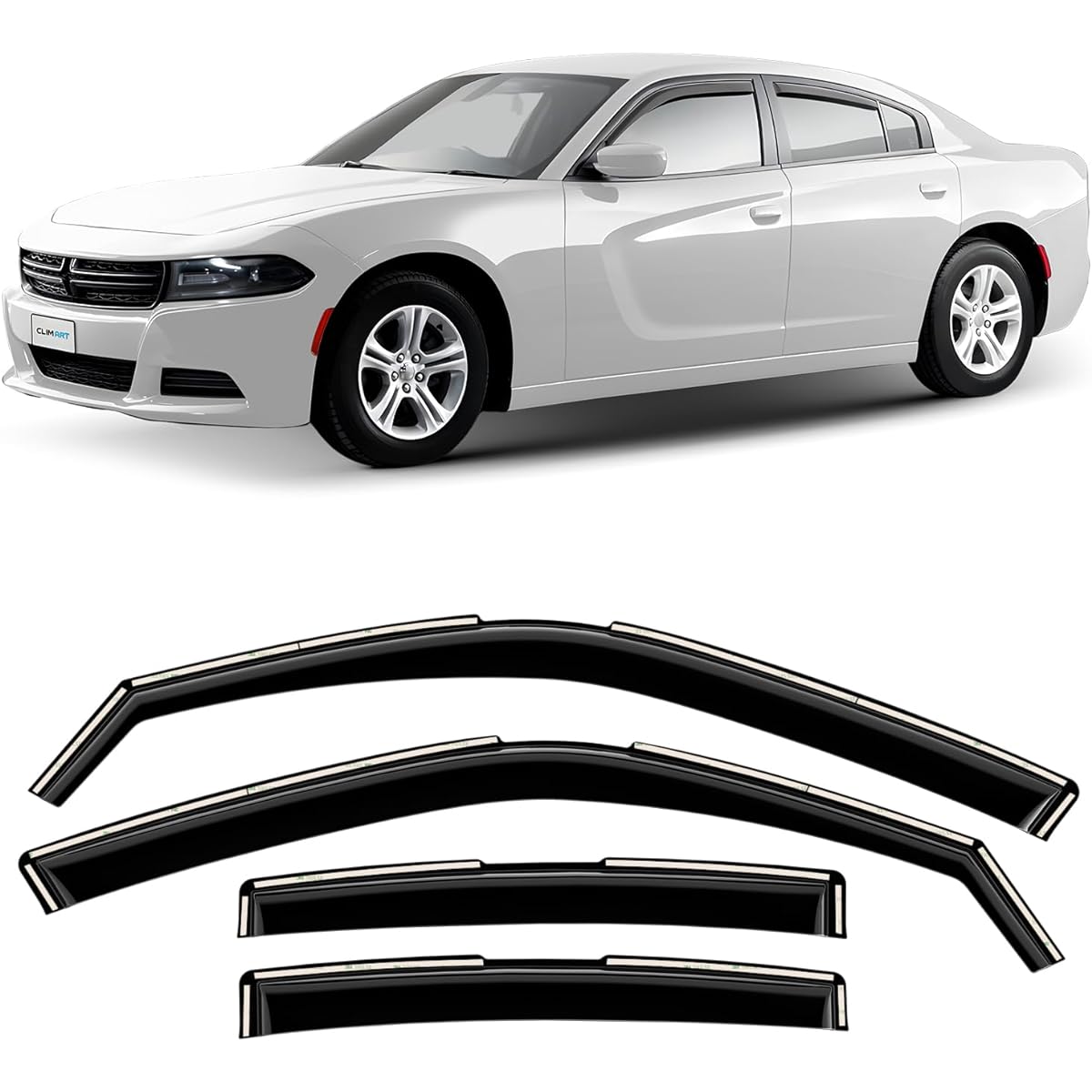 CLIM ART Inchannel Inchannel Incredible Rainguard DODGE CHARGER 2011-2024 Original Window Deflet Vent Window Vent Deflet 4 -611289