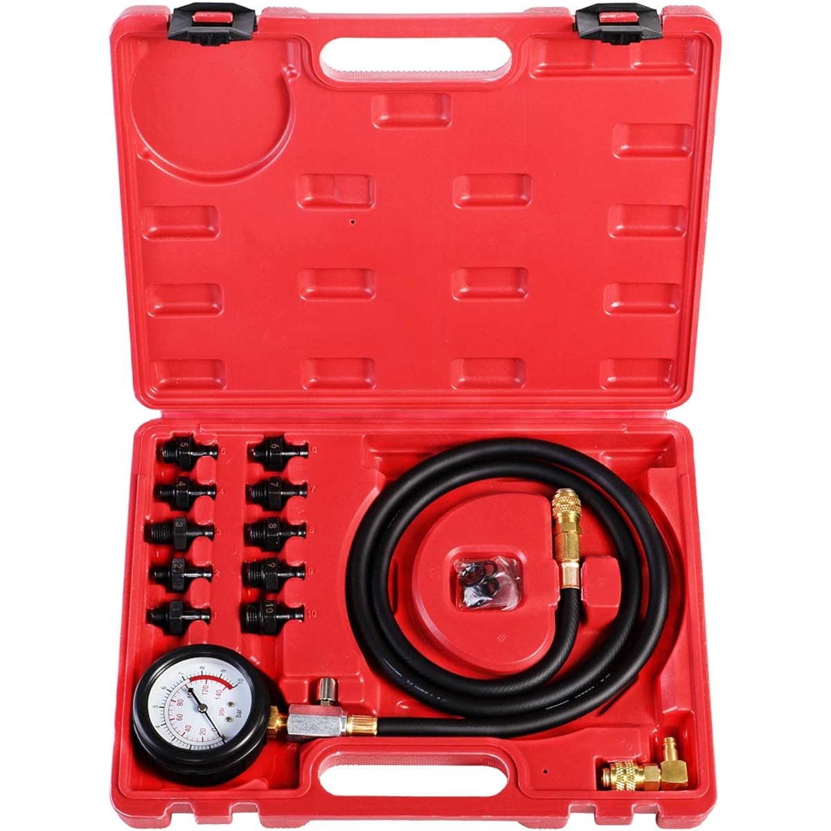 N / A YSTOOL Oil Pressure Tester Kit Professional Oil Pressure Gauge Tool Engine Diagnosis Test Hose Adapter and Carry Case ATV Truck 0-140PSI use