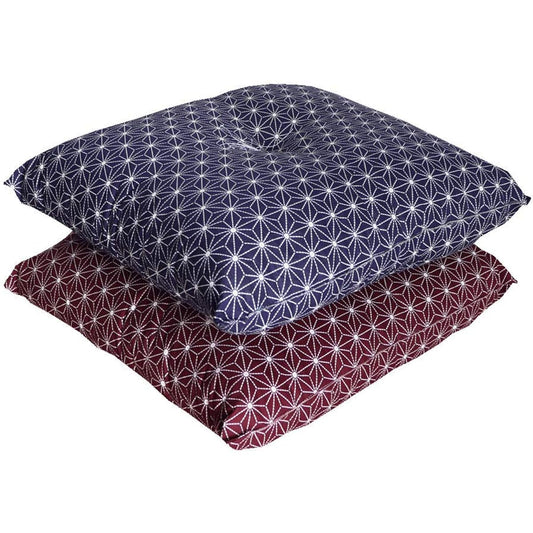 Sashiko Zabuton, Sanuki Brand, Handmade Zabuton, Meisen Size, 55 x 59cm, Made in Japan, Made in Takamatsu, Kagawa Prefecture (1 set of 2 pieces in Navy + Red)