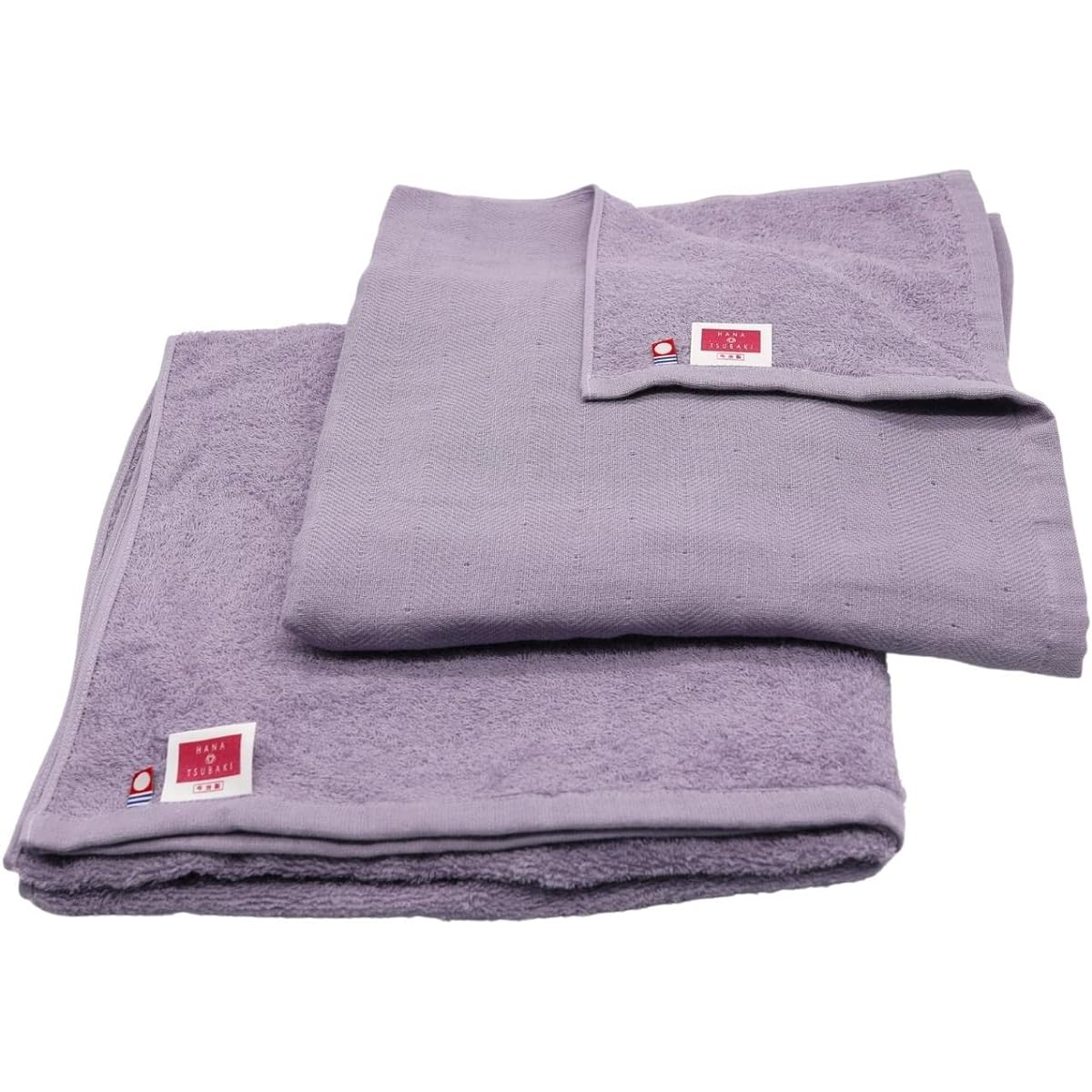 Imabari Towel Certified Single Sided Gauze Towel Bath Towel 60 x 120cm Set of 2 Herringbone Front, Pile Back Dull Color Gentle Towel Lavender Blue