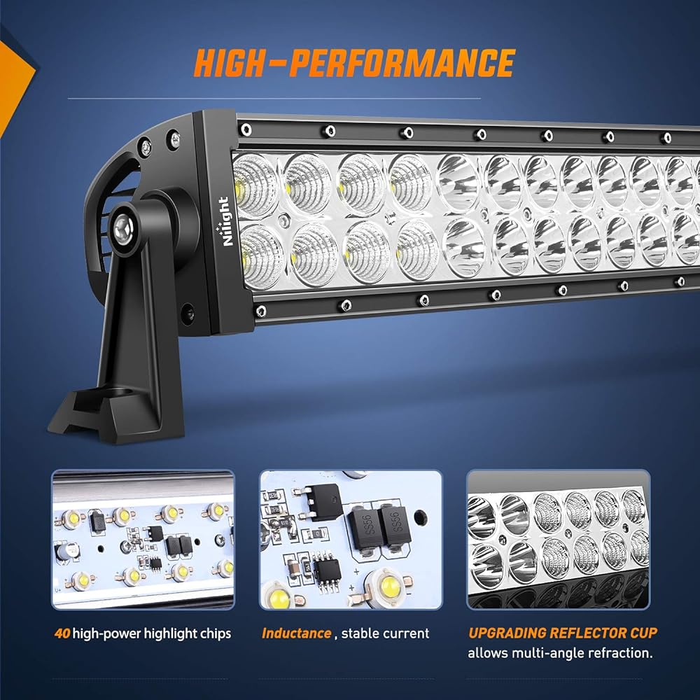 NILIGHT 70003c-A 22 inch 120W LED light bar flood spot combo work light driving light fog lamp off-road lighting SUV UTE ATV Track 4X4 For boat