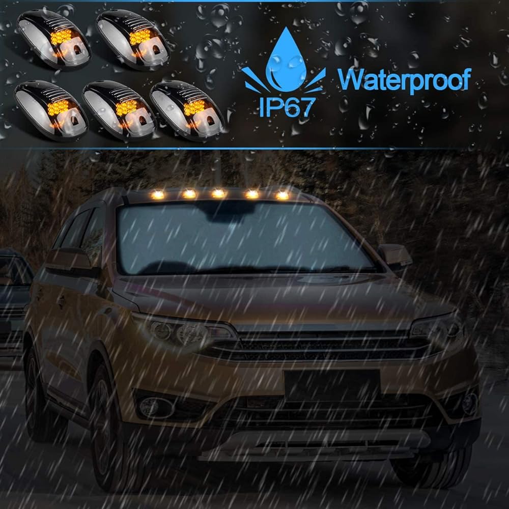 LIMICAR 5X Amber Cab Roof Marker Top Clearance Running 12LED Car Bright Compatible Model: 03-10 DODGE RAM 1500 2500 3500 4500 11-16 RAM 1500 2500 2500 4500 Pickup Truckstock Cab Marker With Light