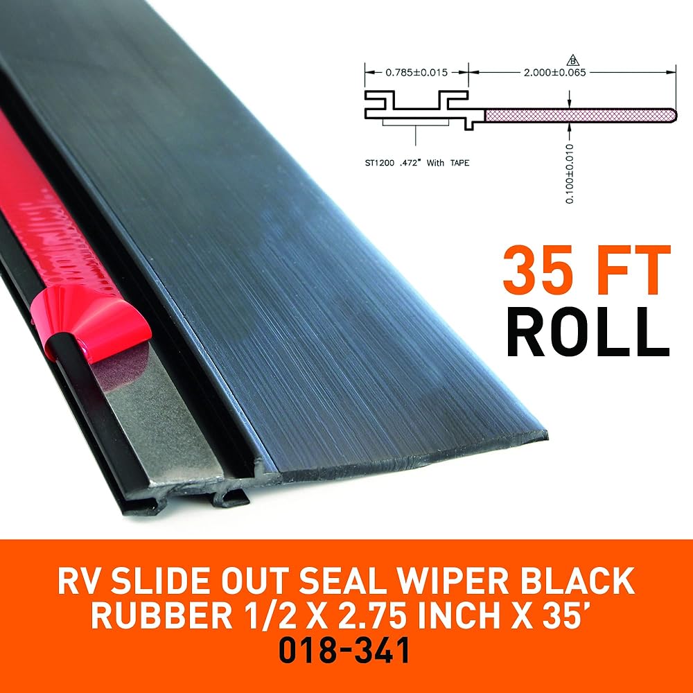 HCC Auto Combo RV Slide Out Black Rubber | 018-312-EKD & 018-341 EK | 1 Feet X 15/16 Feet X 35 Feat D-sealed Wiper & 1/2 Feat X 2.75 Feet X 35 Feet Seal Base | Installed Manual