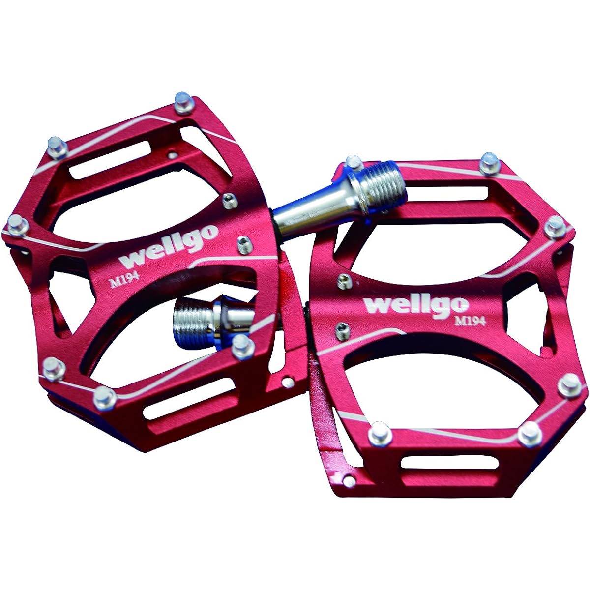 WELLGO Aluminum Pedal with Pin CNC Thin Red 260g Road/ATB/MTB M194