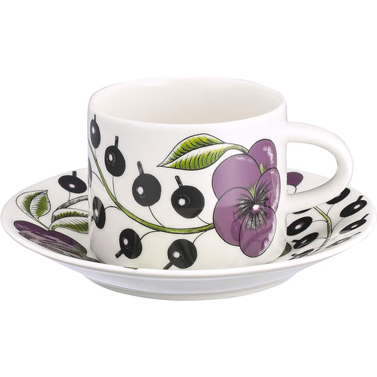 Arabia Paratissi Purple Tea Cup & Saucer 0.28L [Parallel Import] 008983-8/008984-5