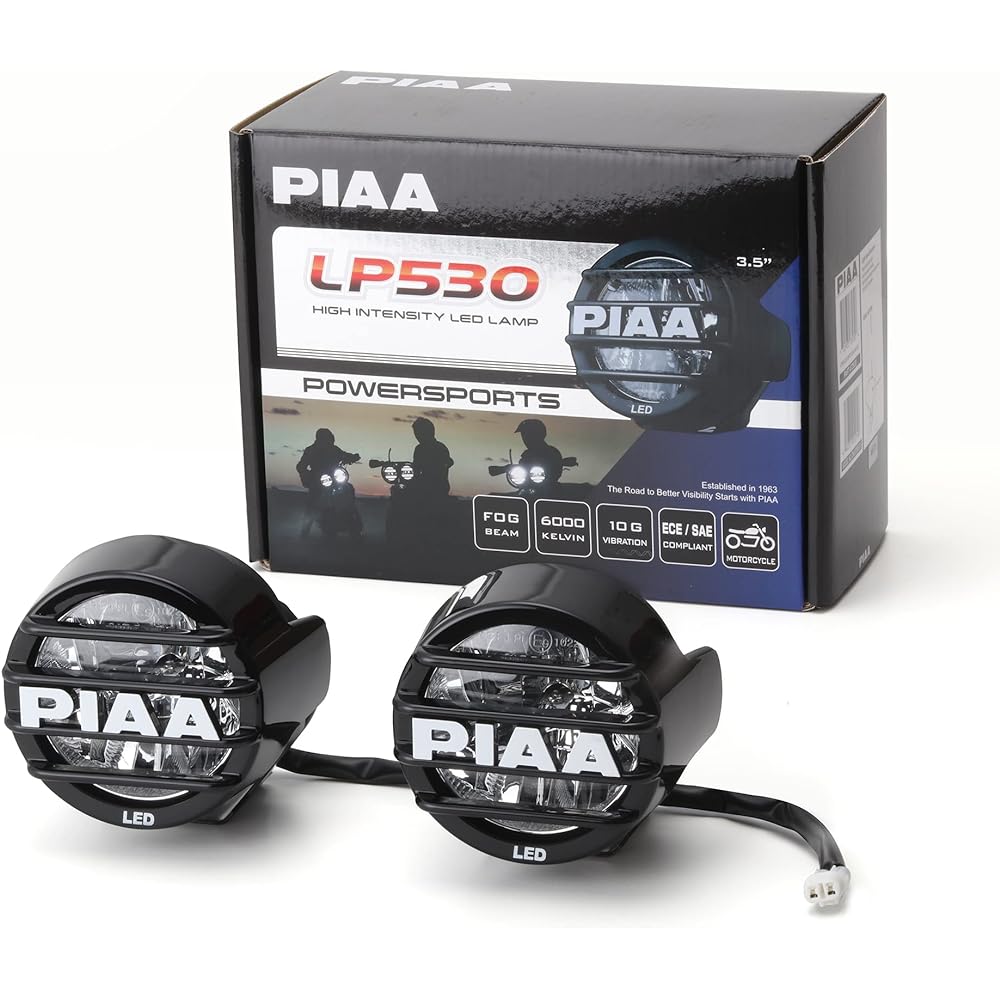 PIAA Retrofitted Lamp LED 6000K [LP530 Series POWERSPORT] 12V/9.4W New Waterproof Switch with Illumination Fog 70° Earthquake Resistant 10G ECE/SAE Compatible Pack of 2 DK537BEGA White