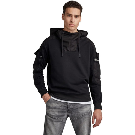 [G-Star Row] Hoodie Hoodie Sweatshirt Men's Relaxed Fit MIXED WOVEN CARGO HOODED SWEATER