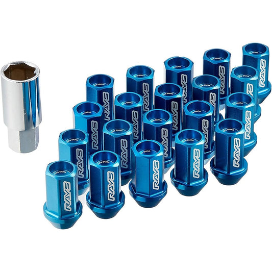 [RAYS] Duralumin Lock & Nut Set L42 Straight Type M12×1.5 Blue Anodized 74020001002BL